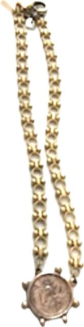 Necklace, Vintage Coin, 16" Bronze Link Chain