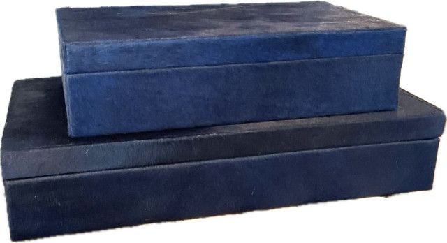 Box, Navy Hair on Hide, Small