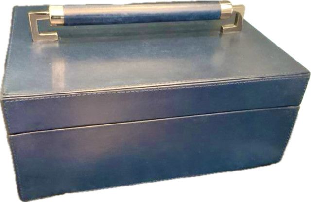 Box, Leather Wrapped Handle, Blue Wash