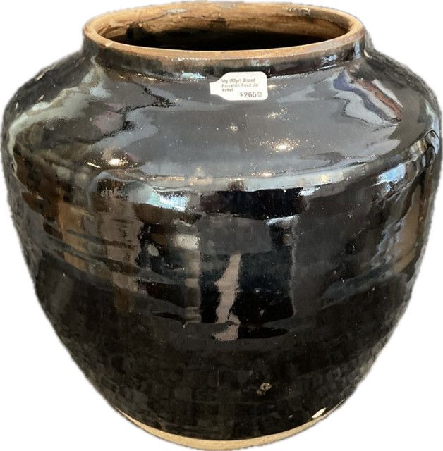 Vtg (80yr) Glazed Porcelain Food Jar 9x9x8