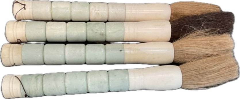 Calligraphy Brush Green Stone 14"