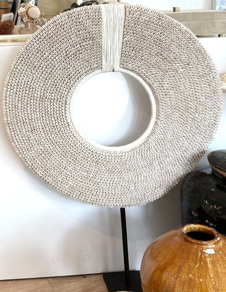 Shell Sculpture, Cypraea "Necklace" On Custom Stand Indonesia  31"W x 41"H