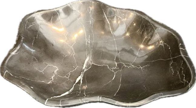 Marble Bowl, Scalloped Black w/ White Veining 12"