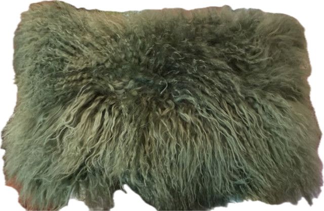 Pillow, Lumbar, 20" x 12", Tibetan Lamb Green