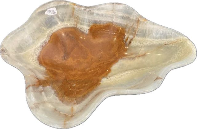 Onyx Bowl, Scalloped Green, Copper Small 12.5"