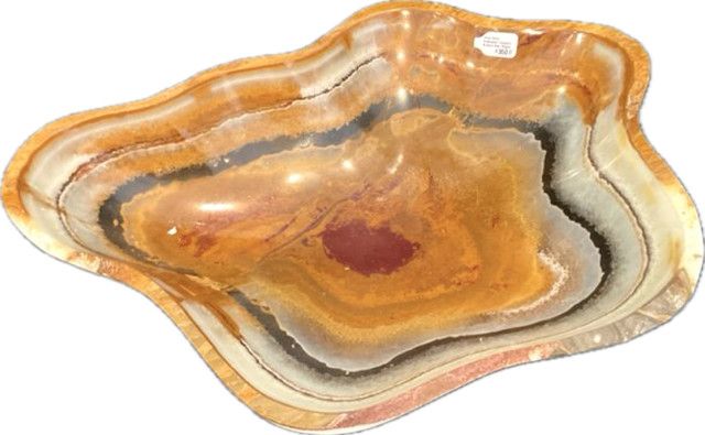 Onyx Bowl, Scalloped Coppers Greens Raw Edged 12"