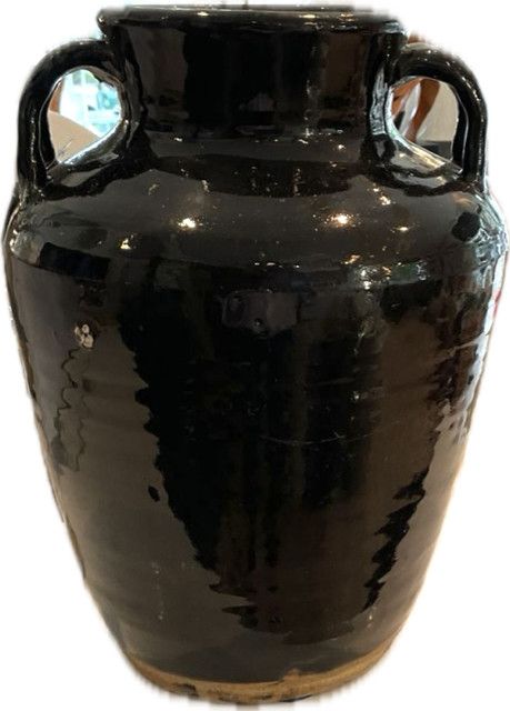 Food Jar Black, Two-Handled, 13.5” H x 10" W