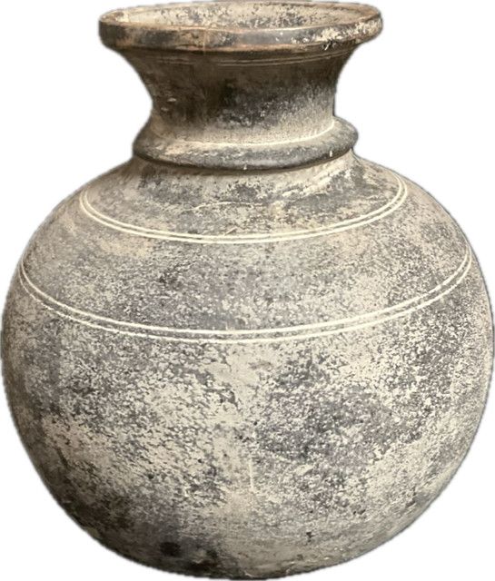 Vtg Asian Fat Belly Oil Pot Wood