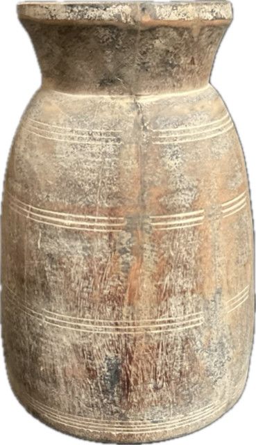 Oil Pot Vintage Wood 11.25”