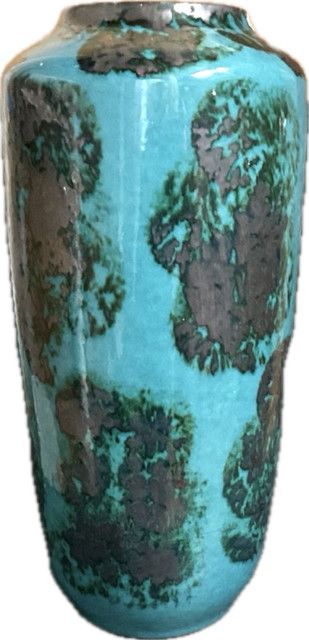 Ceramic Vase Mid C. W.Germany Teal 18” Signed Bottom
