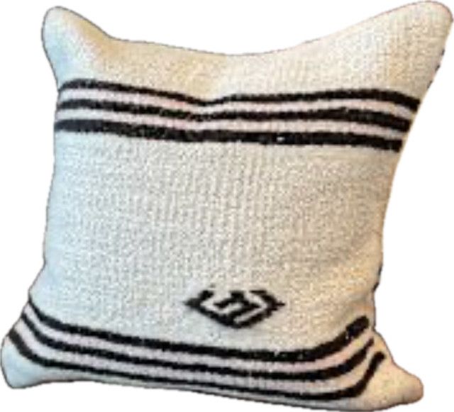 Pillow, 20" x 20",  Vintage Rug Ivory w/ Tribal Stripe Down &amp; Feather Insert