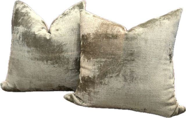 Pillow, 24" x 24", Sage Green. Plush Velvet w/ pink undertones, Down &amp; Feather Insert