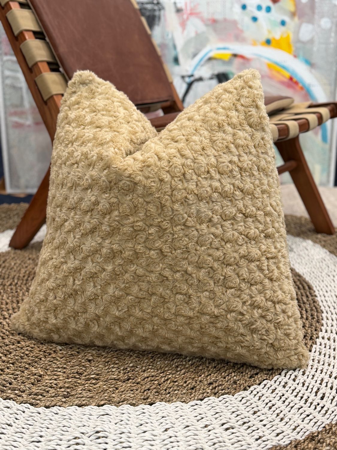 Pillow, 24" x 24", Light Brown, Velvet Plush, Down &amp; Feather Insert