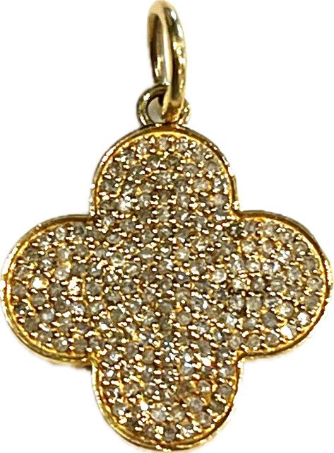 Charm, 14k pave diamond quatrefoil