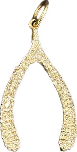 Charm, 14k pave Wishbone