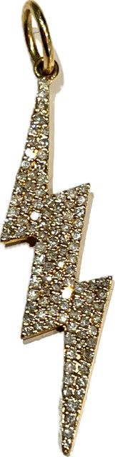 Charm, 14k pave Lightning Bolt