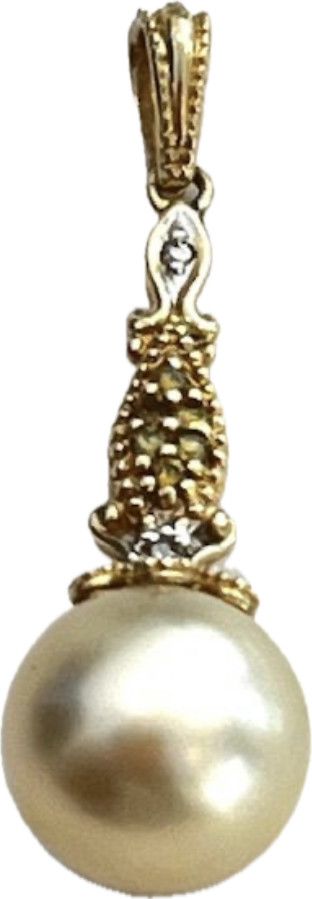 Pendant, 14kt YG, Fresh Water Pearl, Dia