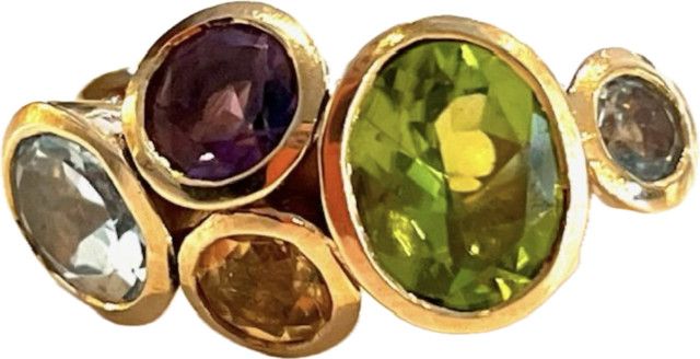 Ring, Sz 7.5 Multi Semi Precious Stone in Jeweler's Bronze