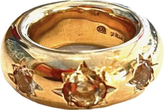 Ring,  Sz 8, Champagne Quartz Star Ring in Jeweler's Bronze