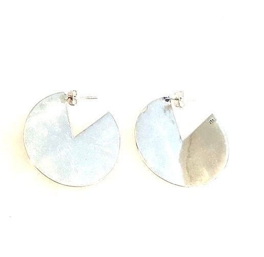 Earrings, Sterling Discs Sans Wedge, Posts (Pac-Man)