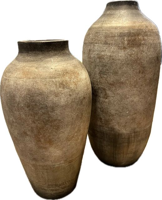 *Distressed Vase,  White washed 12"H &amp;17.5"H Avail