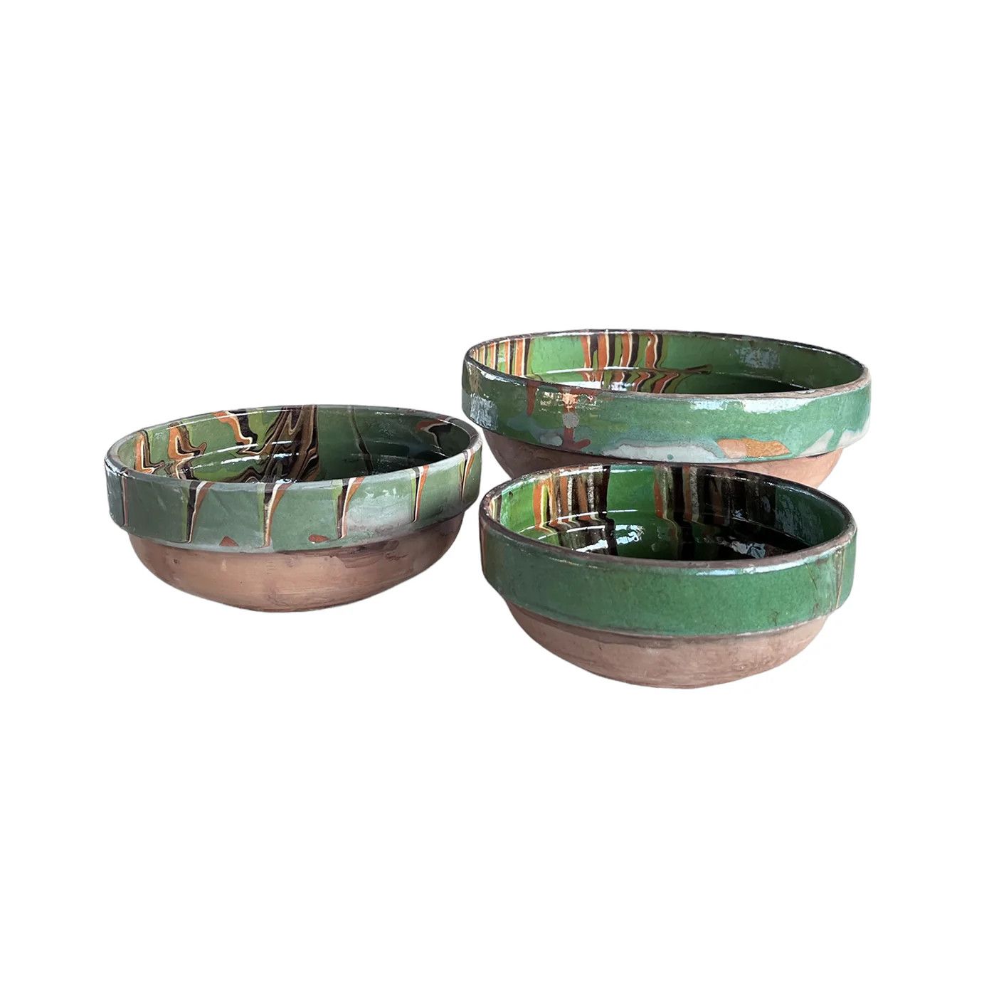 Cottage Crafted Bowl, Marbleized Green