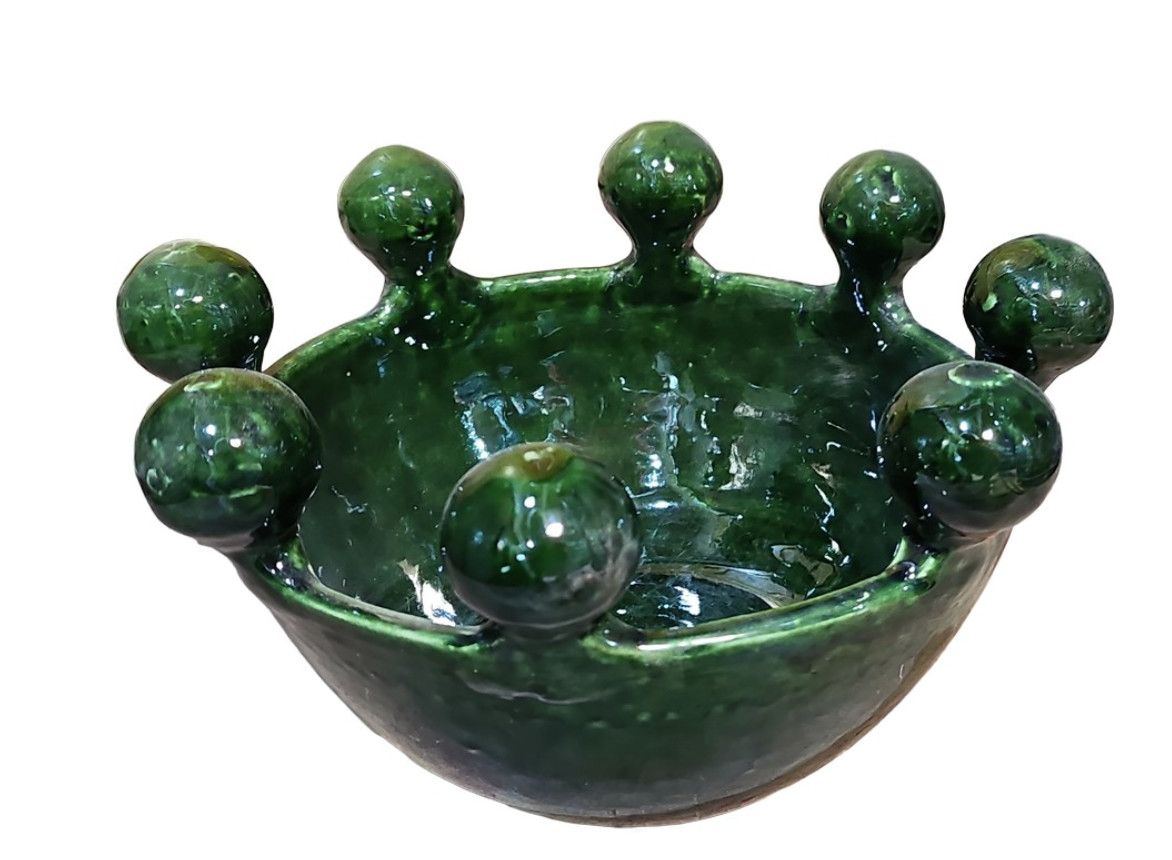 Tamegroute Crown Green  Bowl , 12''x12''x7''