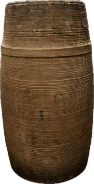 Vintage Wooden Grooved Pot 20"H
