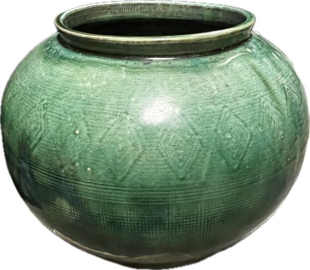 Celadon Glazed Storage Pot , 11''x11''x9''