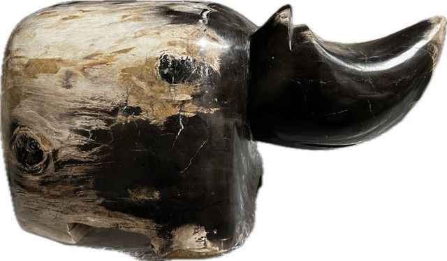 Petrified Stone Rhino, lg 15''x6''x7''