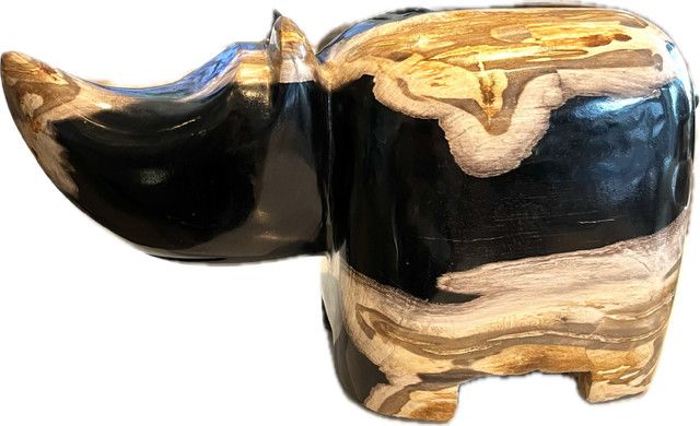 Petrified Stone Rhino 11''x4''x6'' small