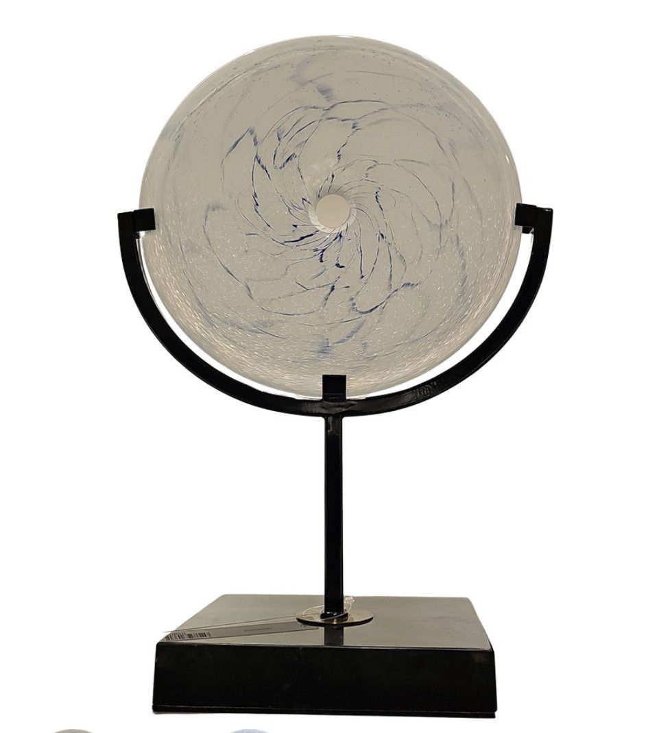 Glass Disk S, 10''x4''x14''  White ON STAND
