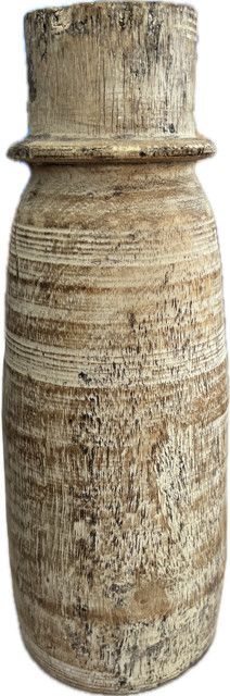 Vintage Lt Wood Water Pot 4''x4''x11