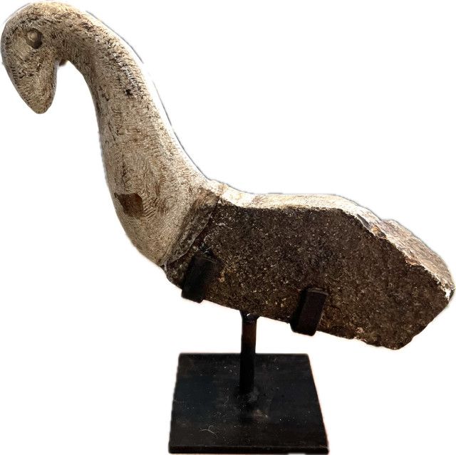 Stone Peacock on Stand, large 10.25"H x 12"W