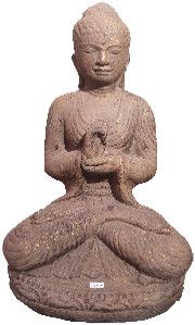 Sitting Buddha, 12”W x 9” D x 17” H, Stone &amp; Gold