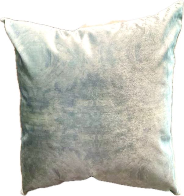 Pillow, Mint Blue Velvet, Topiary, 22” sq Inc Down Insert