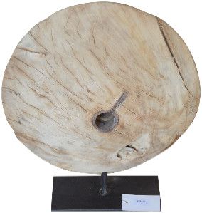 Wood Wheel On Stand 18" x 6" x 20"