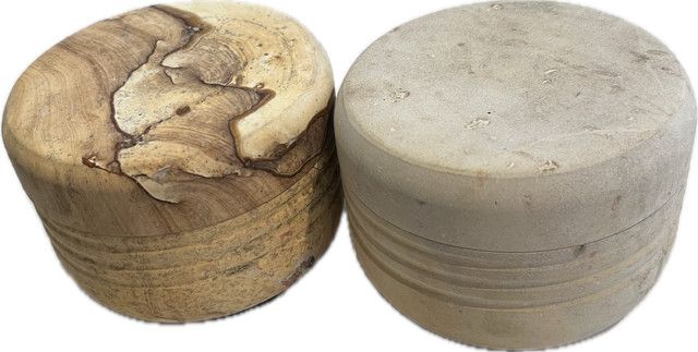 Small Stone Pot with Lid 4 x 4 x 2 Varied