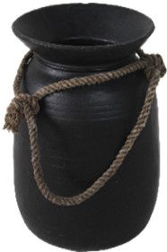 Wooden Vintage Water Pot With Rope 5''x5''x7''