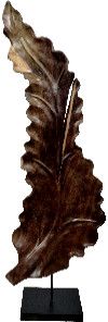 Carved Leaf Of Java Sculpture On Stand 47 x 16 x 7
