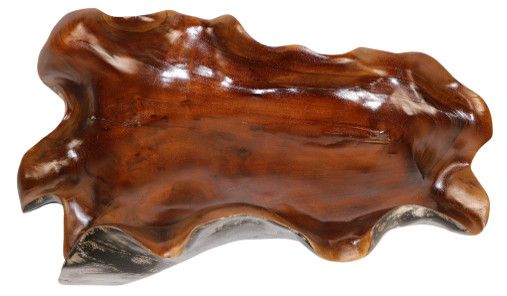 Polished Wood Curved Bowl 24" x 15" x 6"