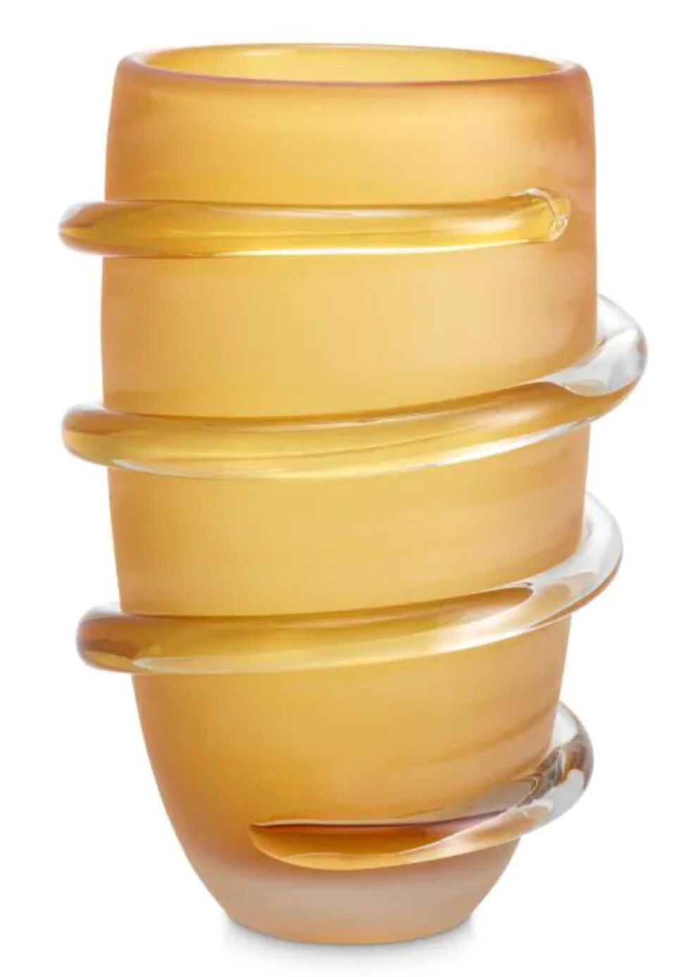 Vase, Frosted Amber with Swirl Design, Lg Ø 7.68″ | H. 11.22″