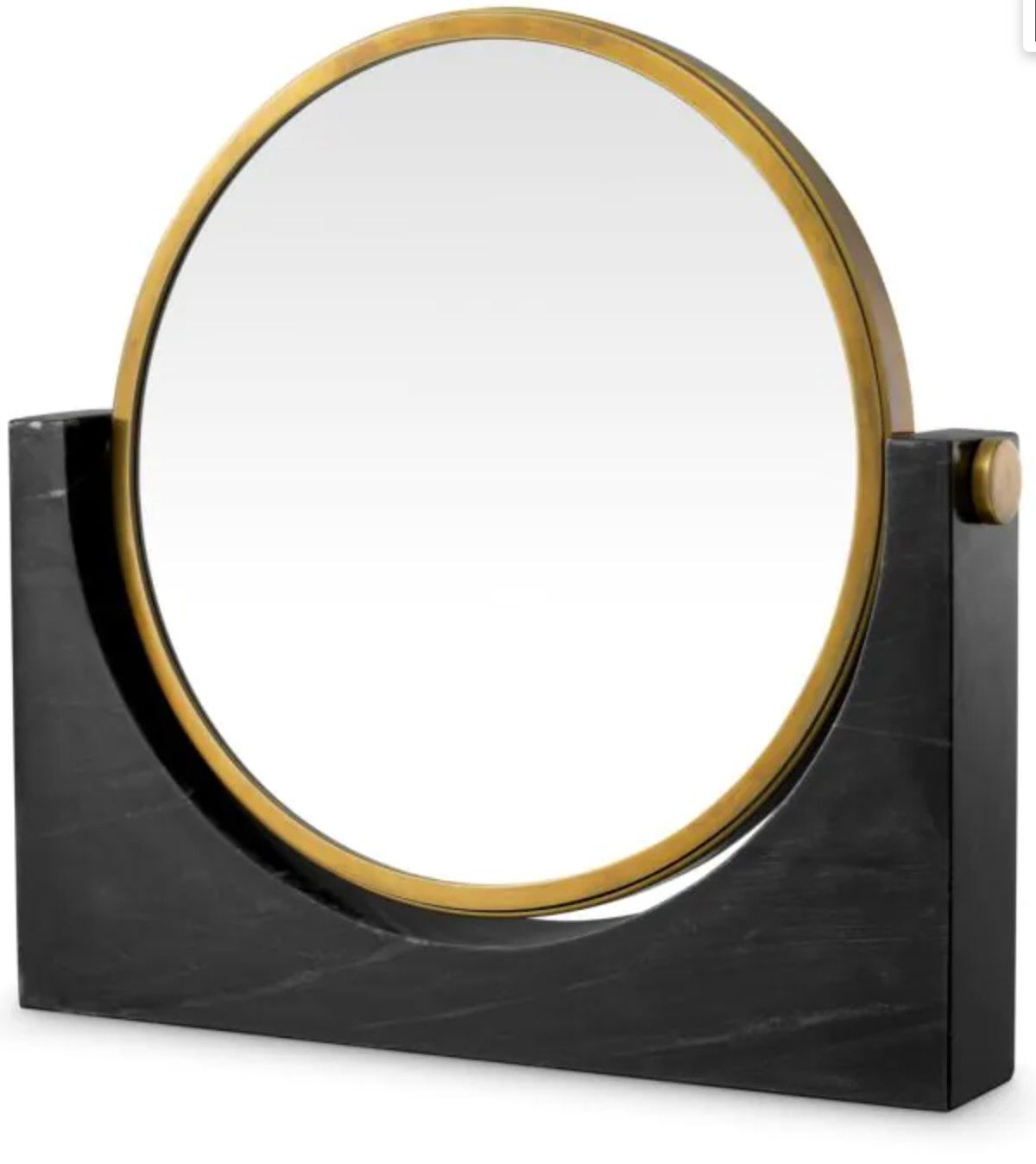 Table Mirror in Vintage Brass with Black Marble Base W. 20.28″ D. 3.15″ H. 19.09″