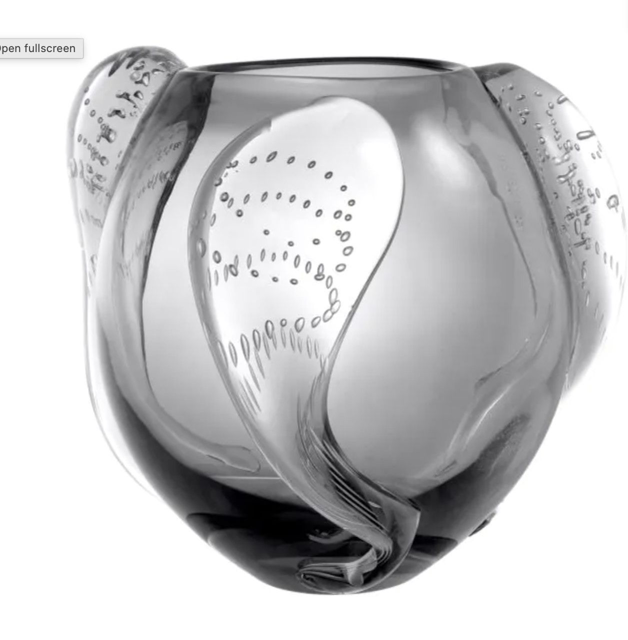 Vase, Artisan Sculpted Gray Glass with Applied Detail W 12.60″  H. 11.02″