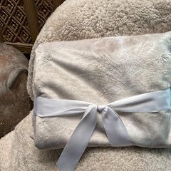 SOLD Throw, Luxury Velvet, Grays tans, Made in England, 55” x 75”