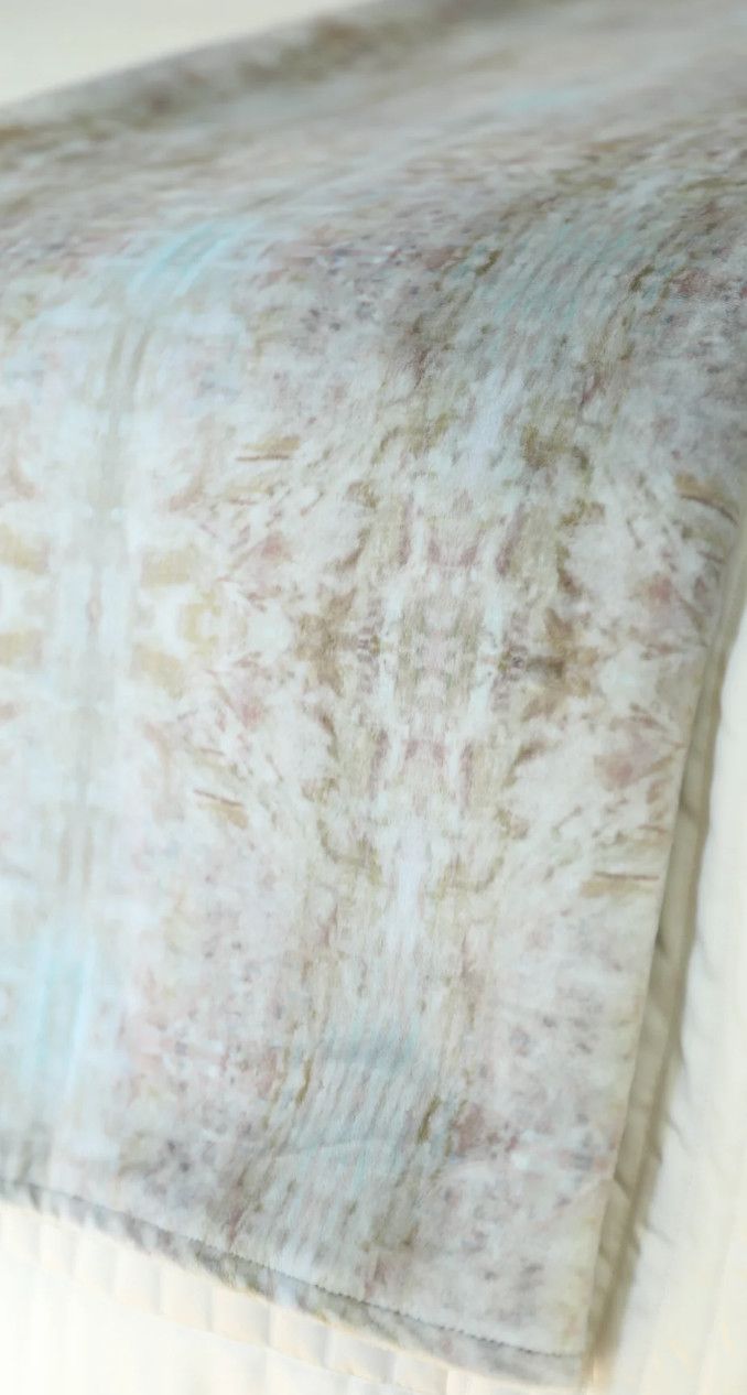 Throw, Luxury Velvet, Bronze/ Lt Gray/Blue, Made in England, 55” x 75”