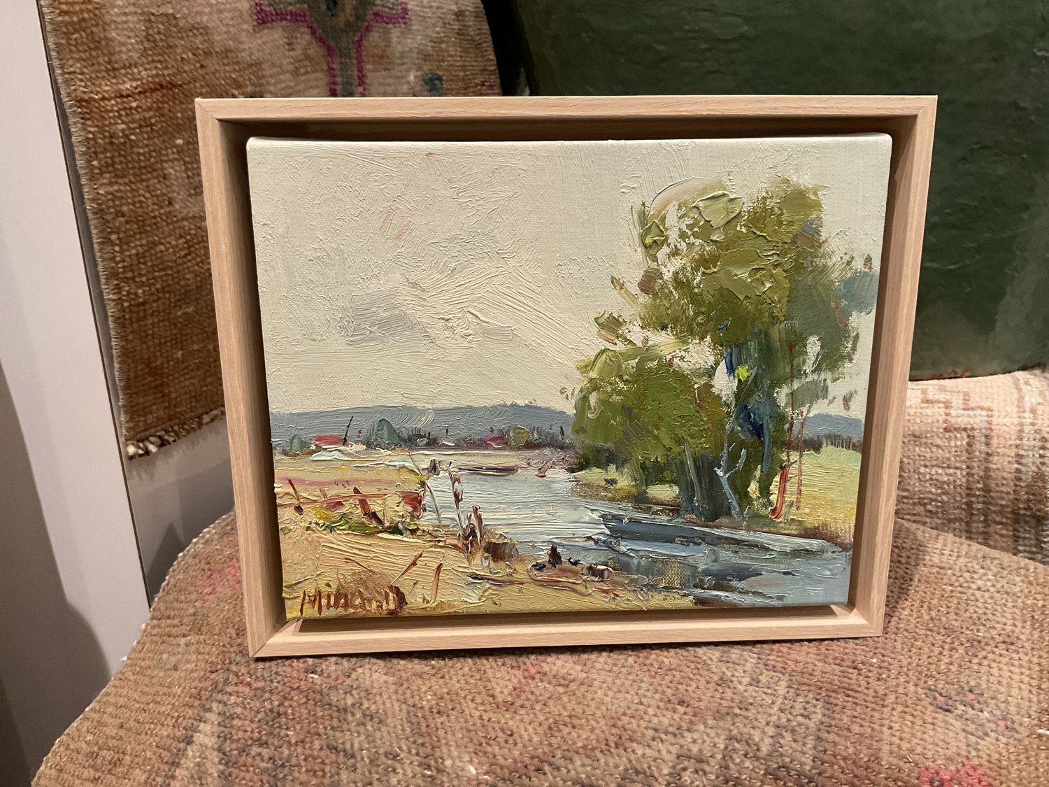 Original Art, 8 x 10 framed landscape, Natural Wood Frame