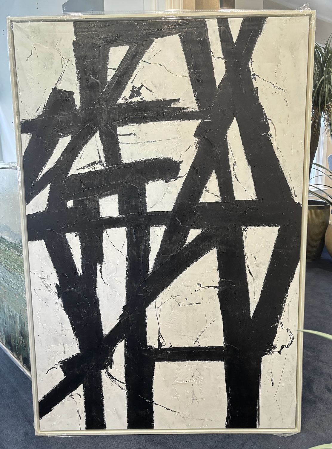 Original Art, 40 x 60 framed Black &amp; White Abstract