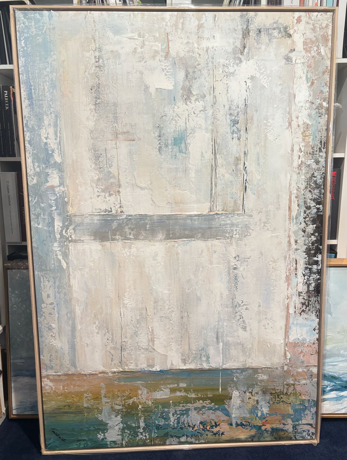 Original Art, 40 x 60 framed, Abstract, Natural Wood Frame