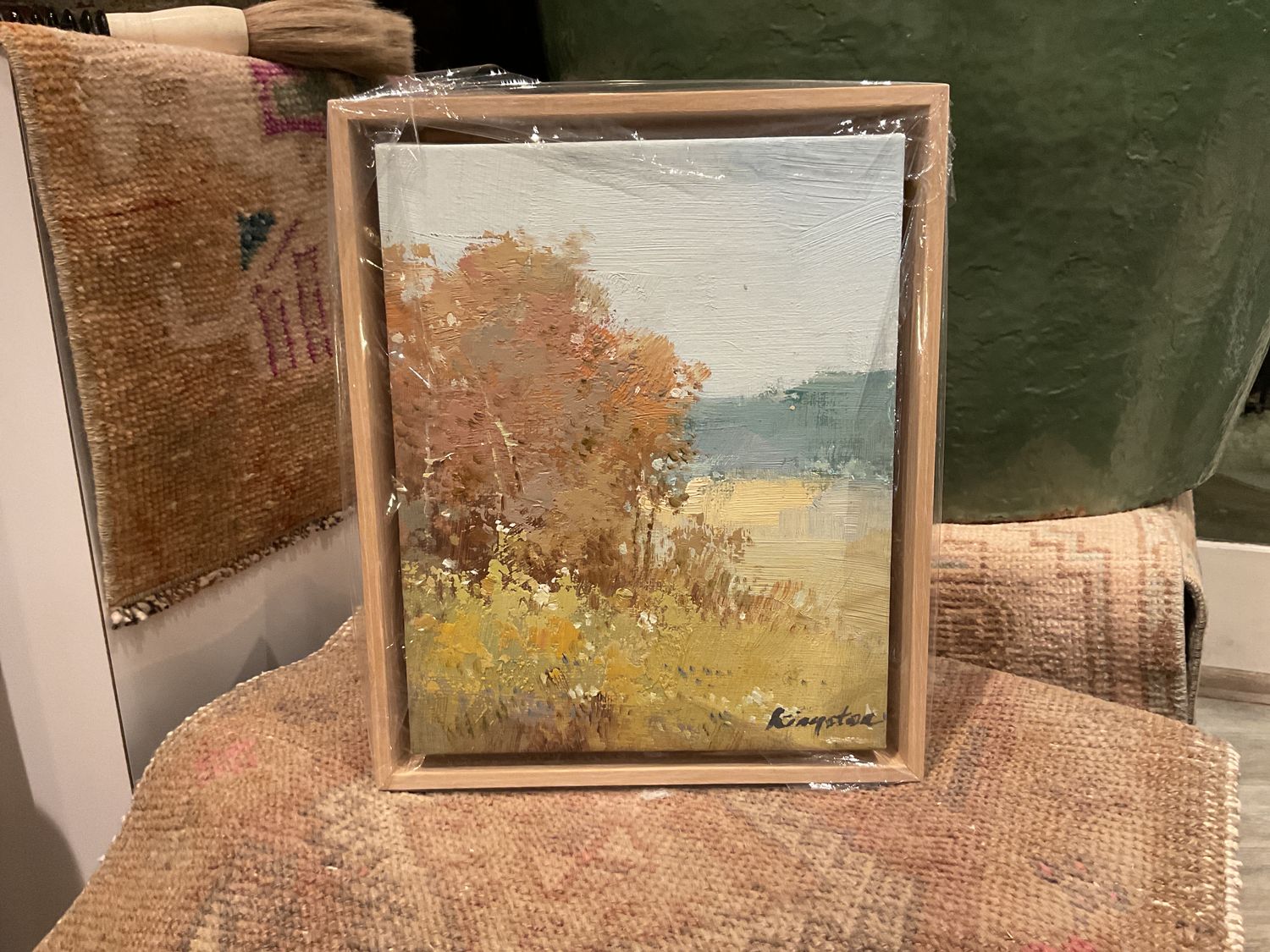Original Art, 8 x 10 framed landscape, Natural Frame